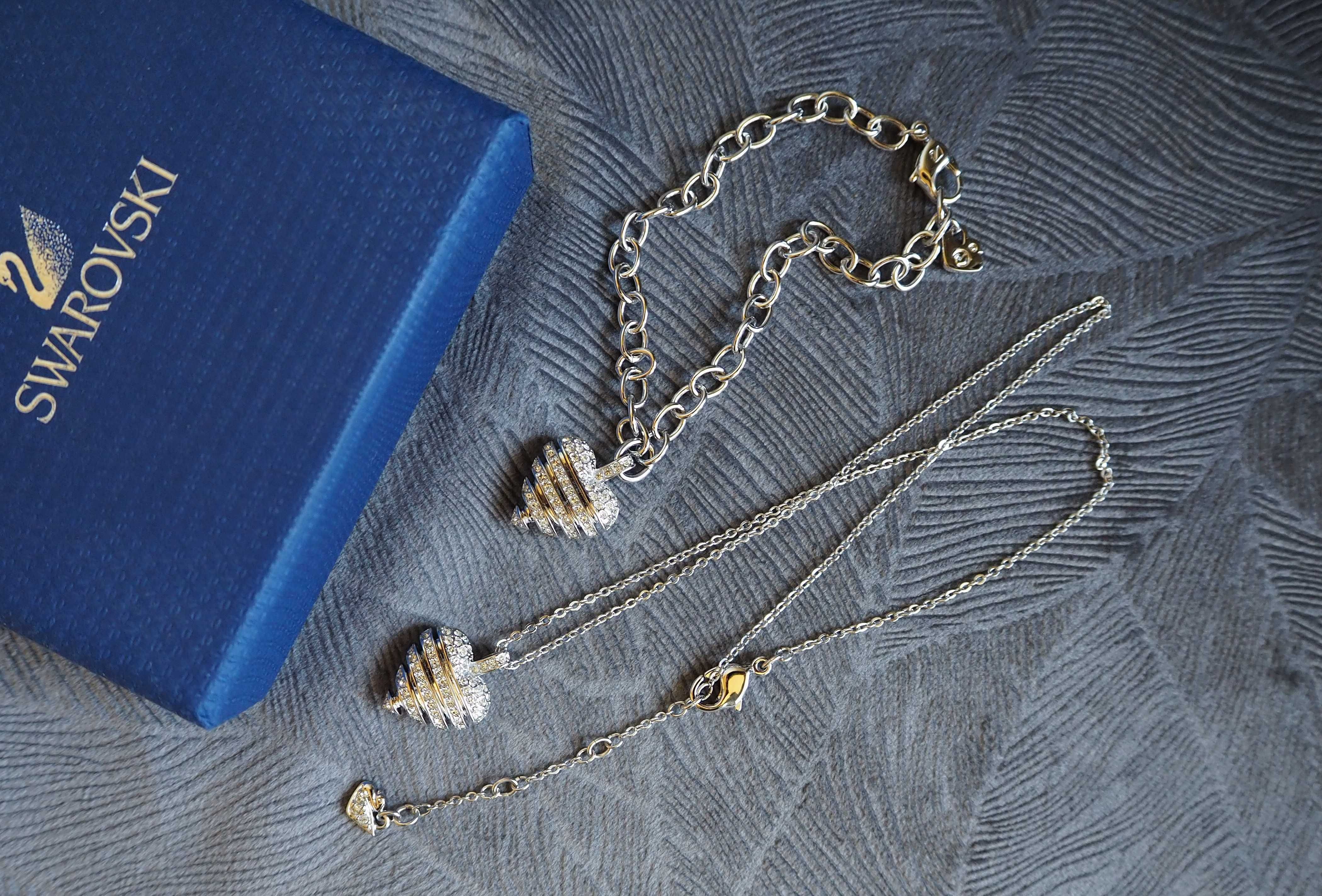 Swarovski naszyjnik + bransoletka charms z cyrkoniami