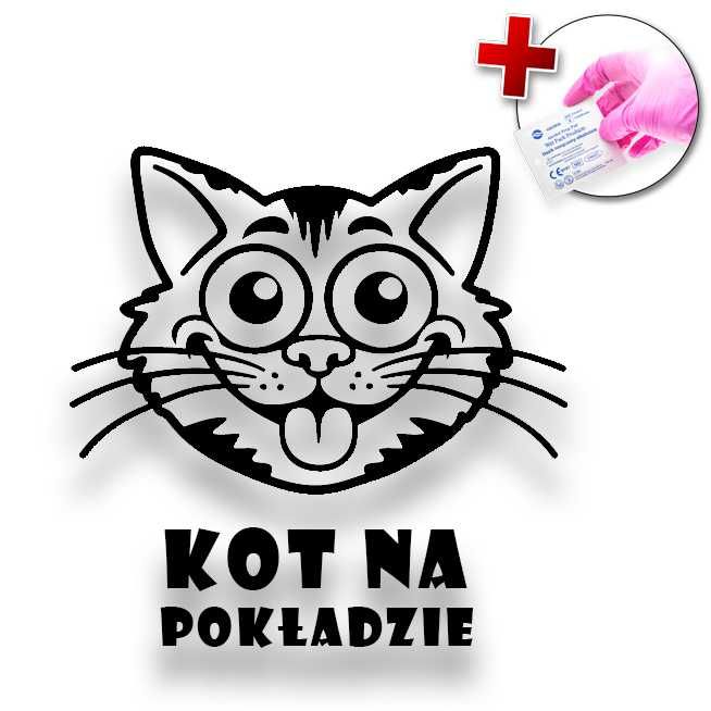 Naklejka KOT NA POKŁADZIE na samochód, lusterko, kask, szybę