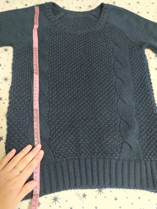 Новый теплый вязаный свитер синий