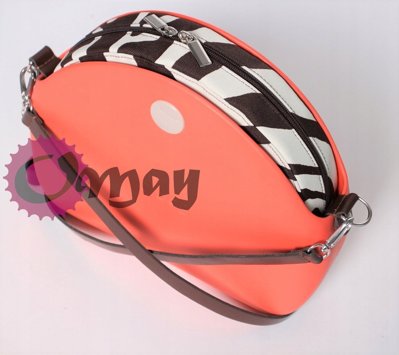 Brązowy organizer do OBAG MOON LIGHT zebra beż 2 kieszenie wkład OMAY