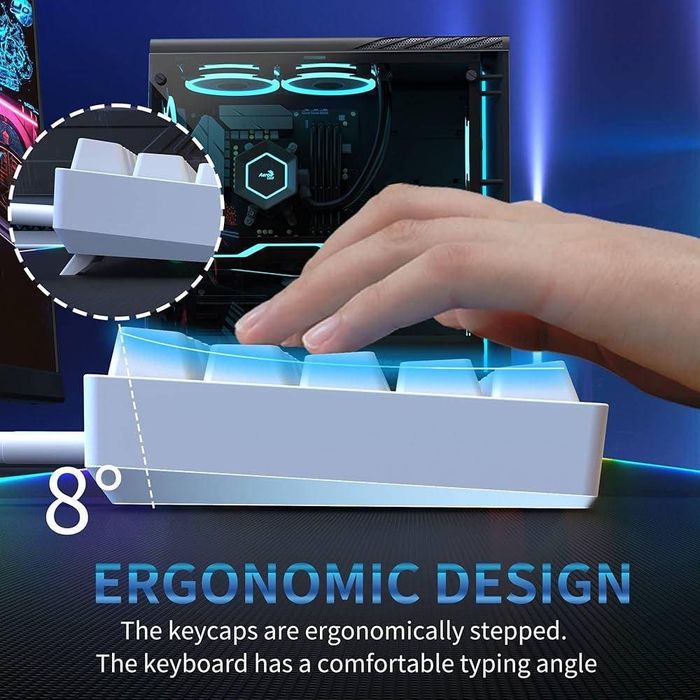 Механічна ігрова клавіатура Dierya DK61SE з підсвічуванням, біла