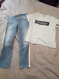 Zestaw jeansy + koszulka S
