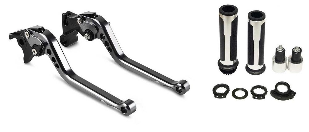 Klamki sportowe długie plus manetki - wszystkie motocykle - czerwony