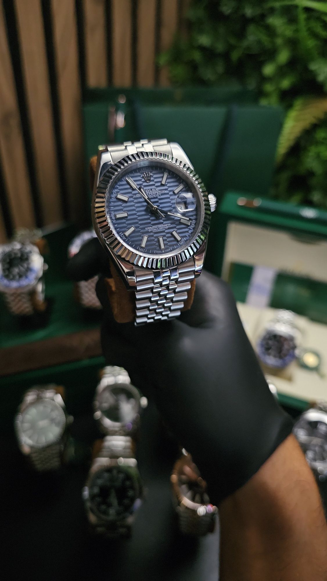 Rolex Datejust Fluted Motif Dial azul