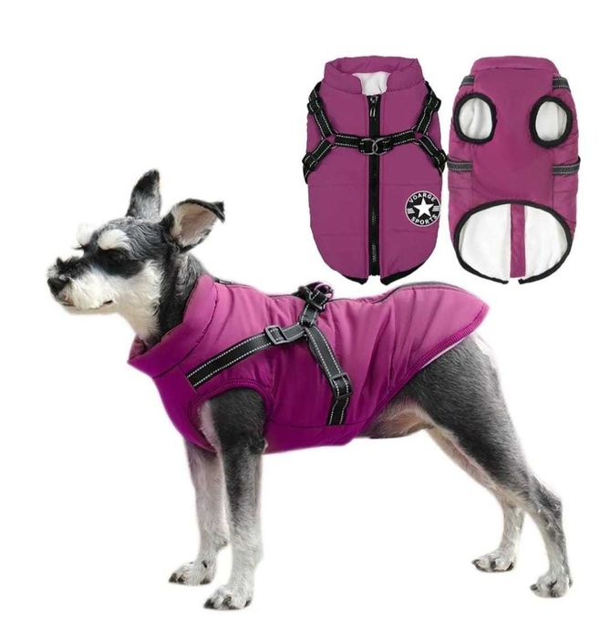 Zimowa Kurtka dla Psa z Uprzężą | Rozmiar S | Wodoodporna Ciepła