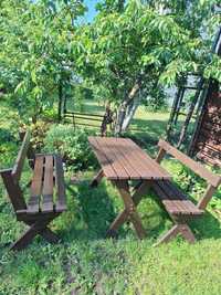 Zestaw ogrodowy stół, ławka 2szt drewniany