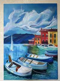 Картина маслом «Озеро в Італії»