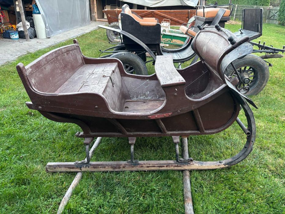 Zabytkowe oryginalne sanie z Podlasia - ponad 100 lat - z orczykiem.