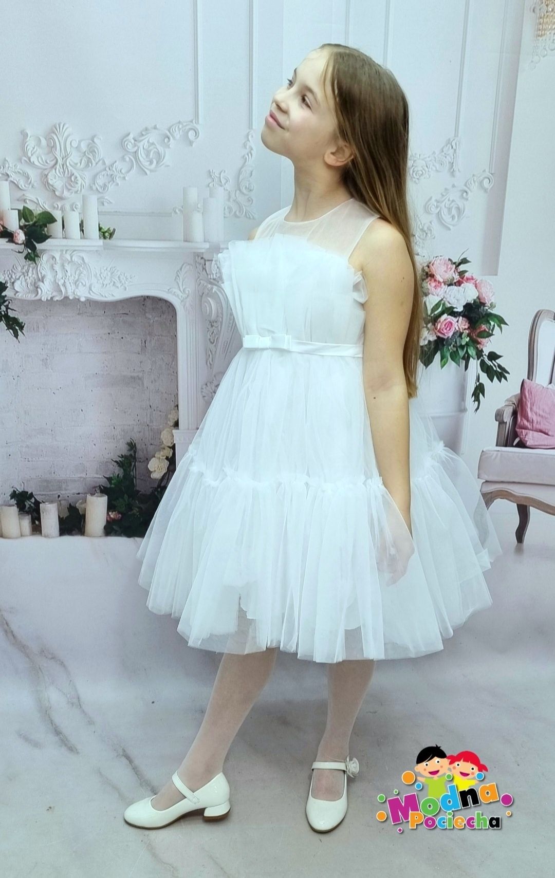 Piękna biała tiulowa sukienka Rozmiar od 98 do 158 WYPRZEDAŻ