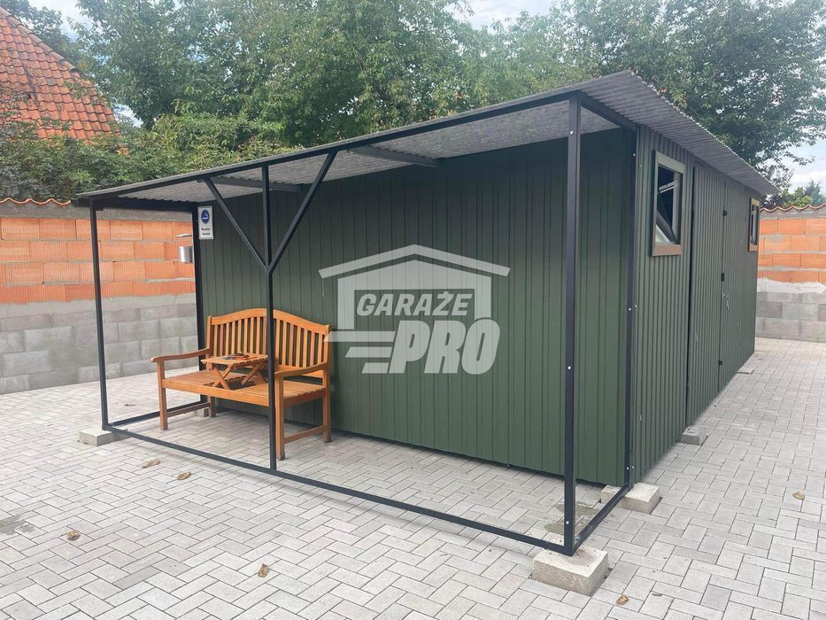 Domek ogrodowy schowek 5,5x4 wiata Brama - 2x okno rynny GP244