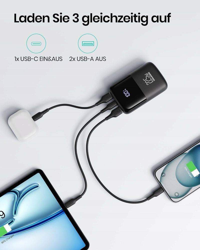 Iniu BI-B61 Powerbank 2xUSB 10000mAh 22,5W LCD wyświetlacz QC4.0 PD3.0