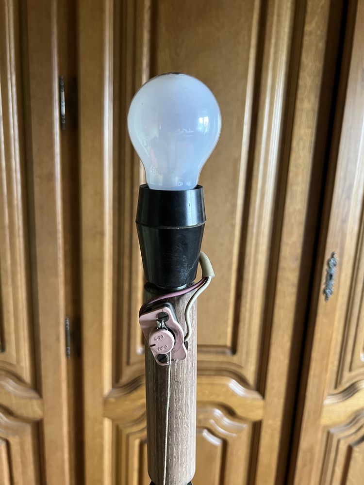 Lampa stojąca z kloszem nocna PRL