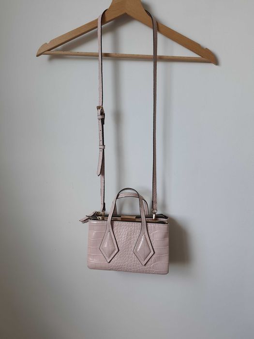 torebka ZARA na bigiel mini city bag mała pastelowy róż różowa