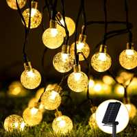 Lampki Solarne HXWEIYE 50 LED Kule, 8 Trybów, Wodoodporne Ciepły Biały