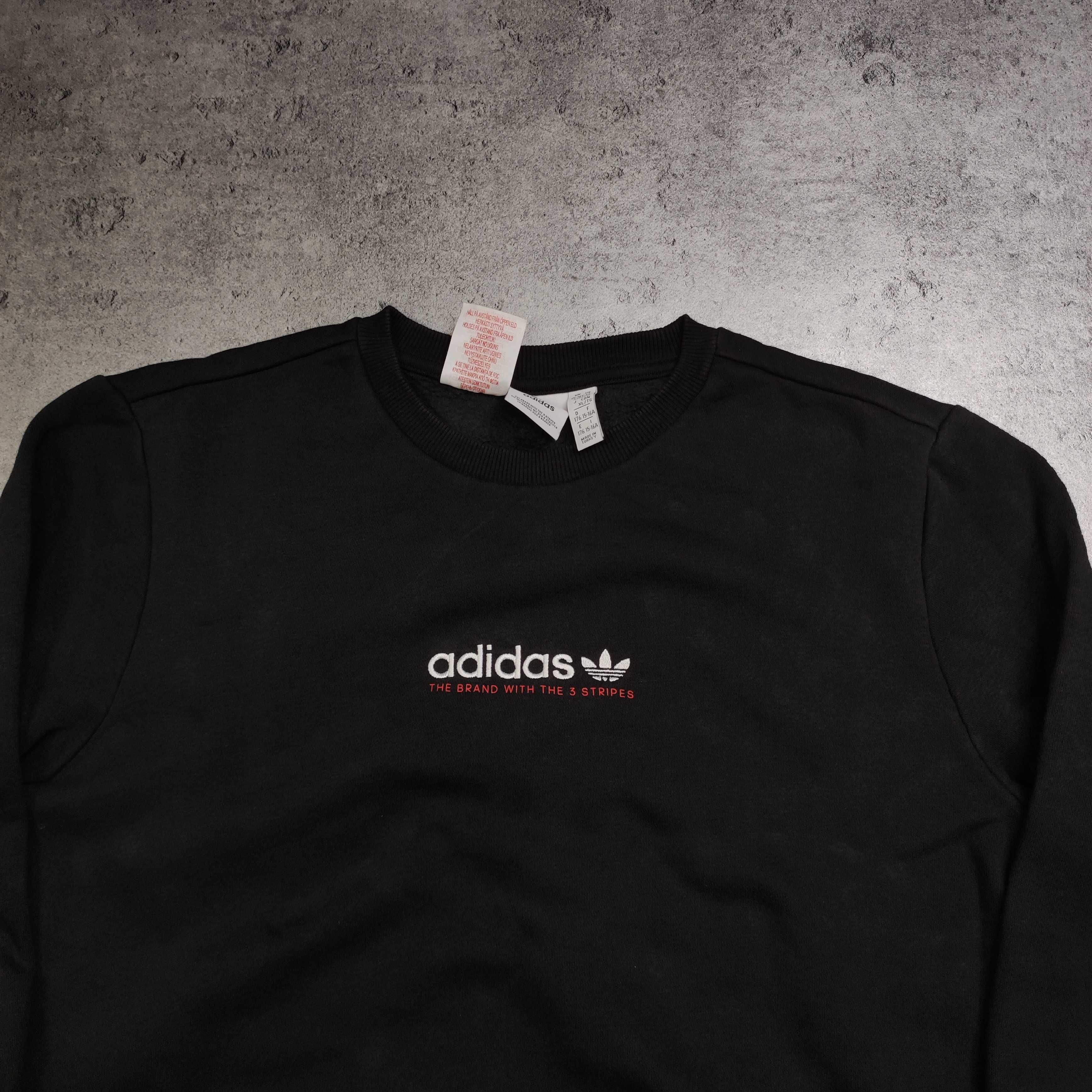 MĘSKA Bluza Czarna Casual Bawełna Adidas Haftowane Logo Originals
