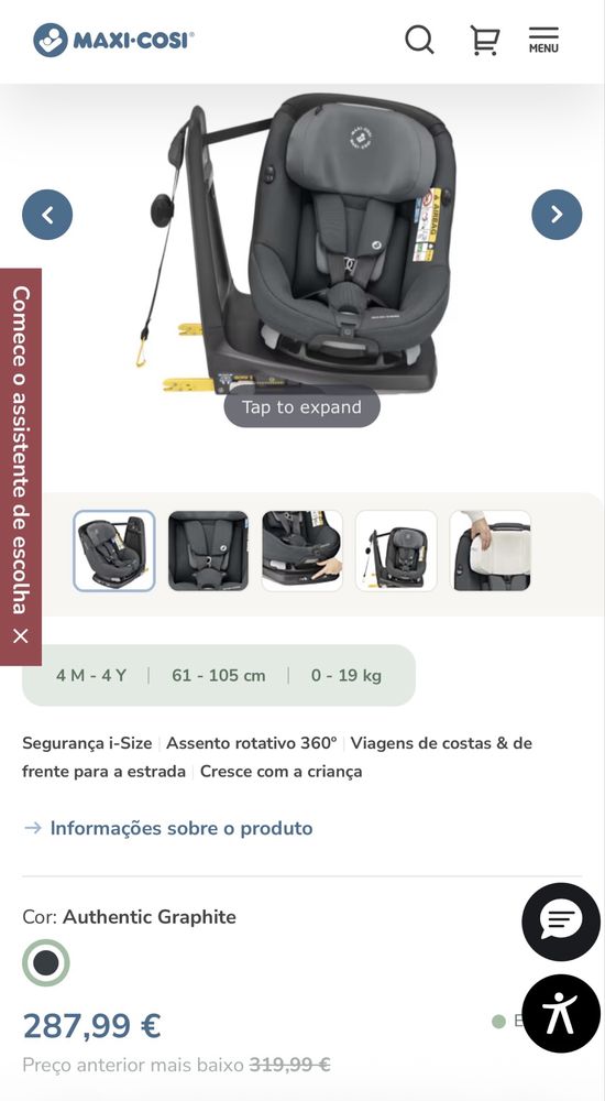 Vendo Cadeira Auto BebeConfort 360 graus Isofix