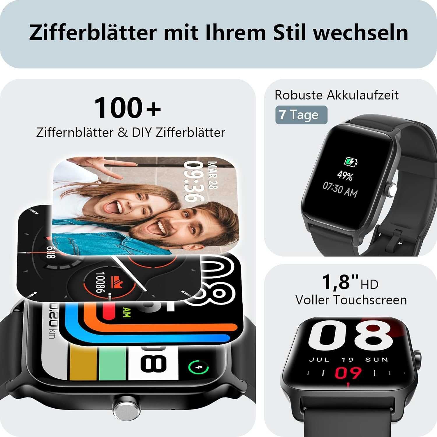 Smartwatch dla mężczyzn i kobiet, Alexa 1,8", IP68, SpO2 DW13 spp81