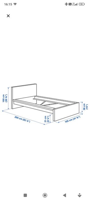 Łóżko MALM Ikea wraz z materacem