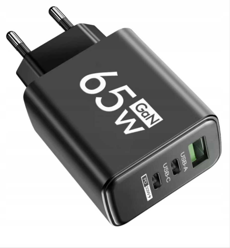 Szybka ładowarka 65w Gan USB-C USB-A