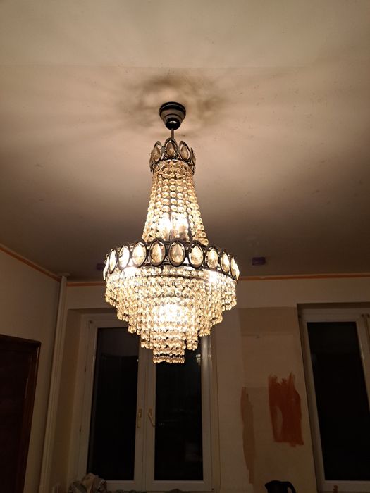 Żyrandol lampa sufitowa z kryształkami vintag