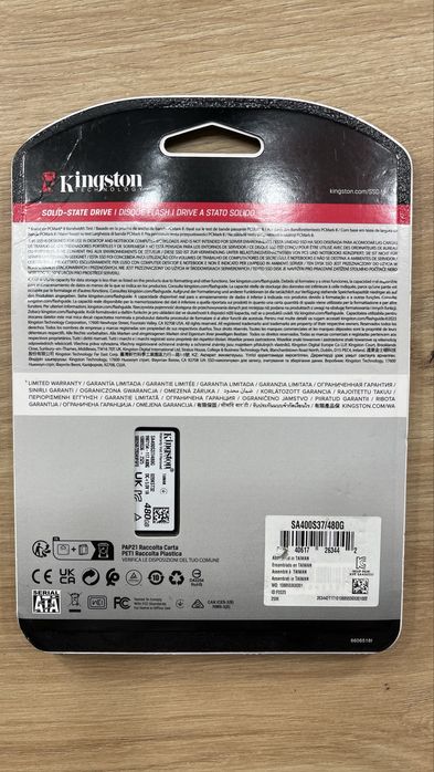 SSD-накопитель Kingston SSDNow A400 2.5 SATA III 480GB (SA400S37/480G)