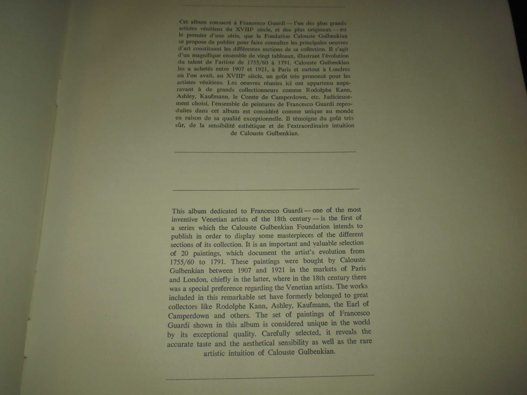 Livro Francesco Guardi Gulbenkian 1965