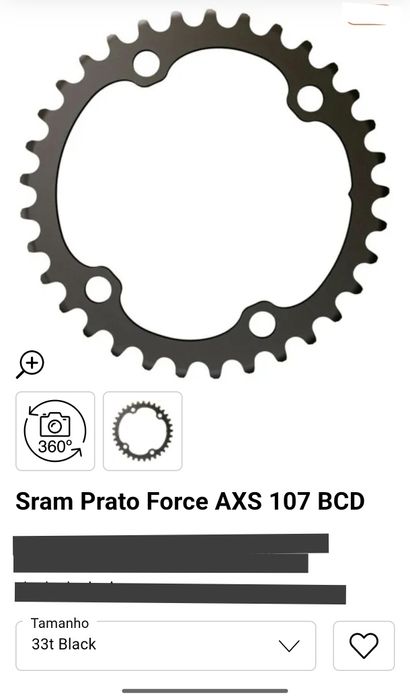 Pratos Sram Force AXS 12 vel- 46 e 33 novos