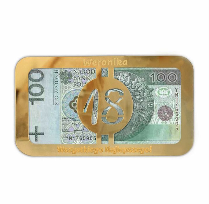 Złota koperta 2 szt  na pieniądze urodziny  prezent personalizacja