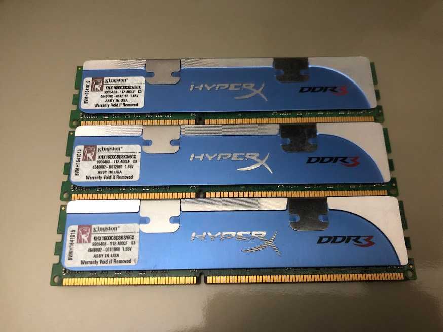 Оперативна пам'ять Kingston DDR3-1600 6gb 3x2 HyperX KHX1600C8D3K3/6GX