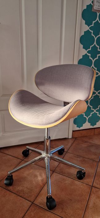 Fotel obrotowy SWING biurowy kosmetyczny szary gięty dąb