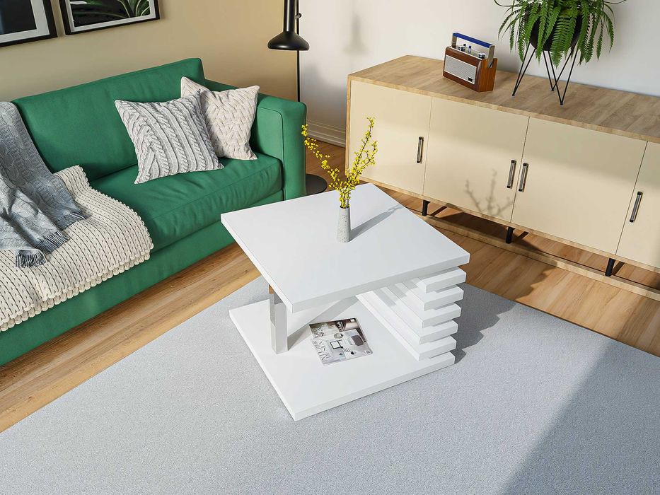 Ława kwadratowa do salonu stolik kawowy na wysoki połysk 60x60x45cm