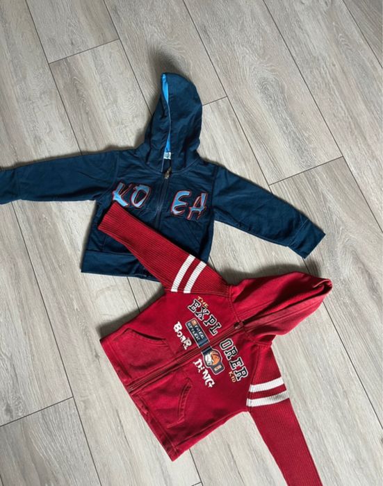 2 zapinane bluzy z kapturem dla chłopca rozmiar 80/86