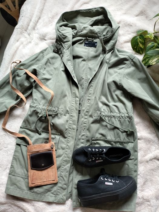 Parka kurtka bluza koszula oversize zielona oliwkowa ASOS design 34 M