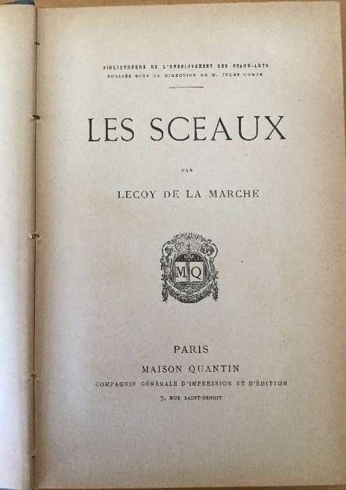 livro: "Les sceaux", de Lecoy de La Marche, edição de 1889