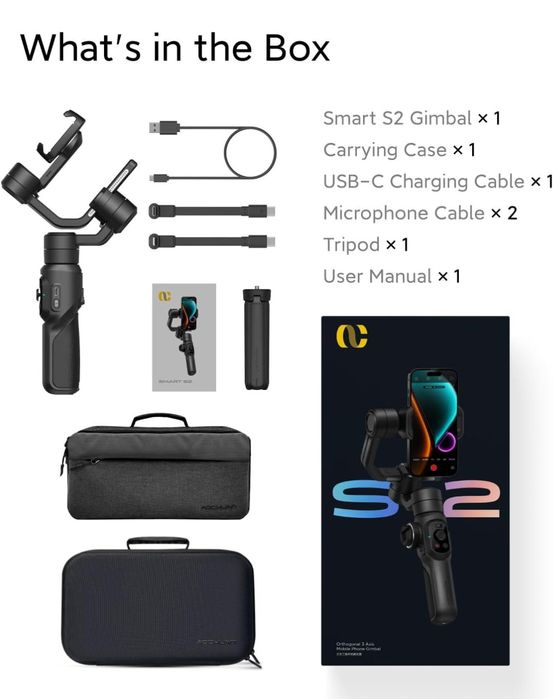 Aochuan Smart S2 Smartphone Gimbal Stabilizer, Sealed64550587684227121