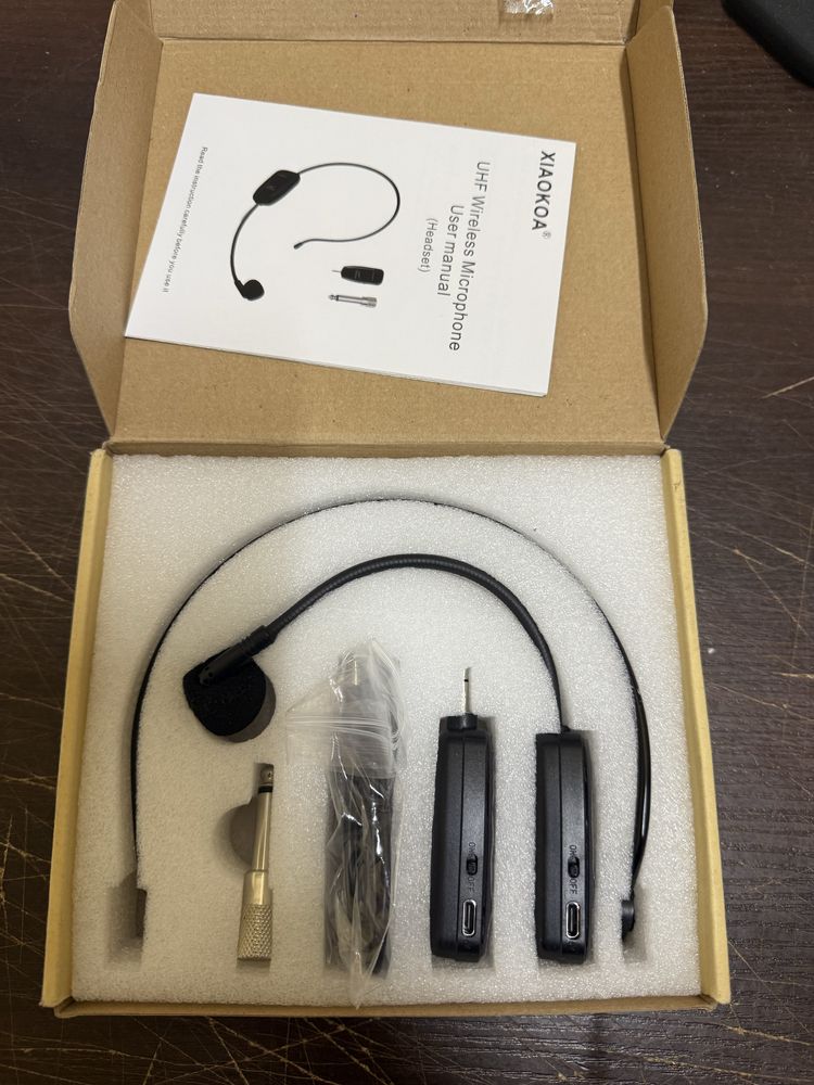 XIAOKOA Mikrofon Bezprzewodowy UHF, zasięg 50 m, Pałąk