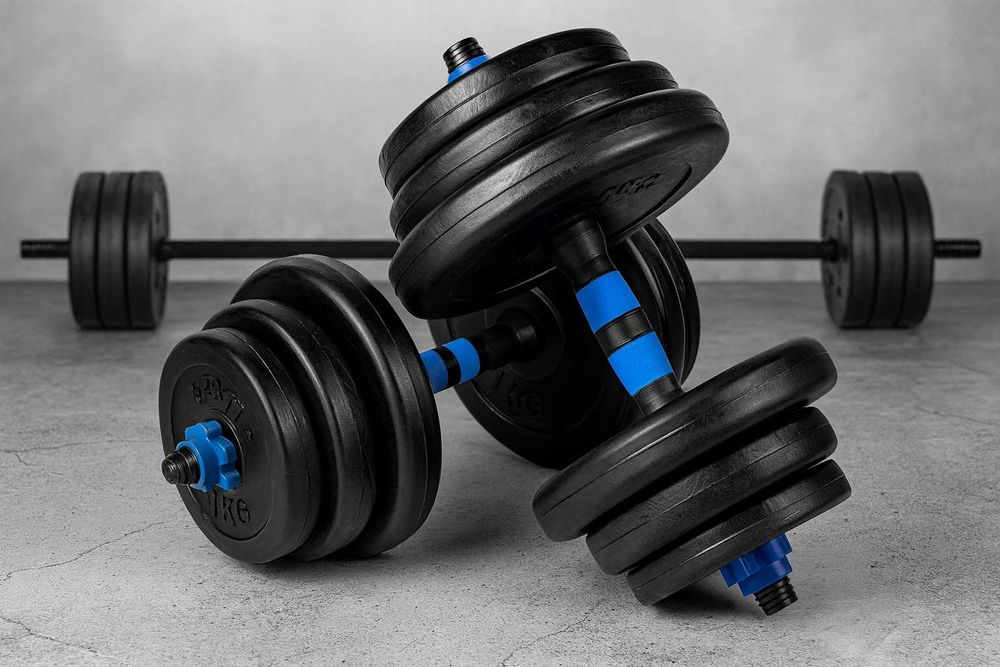 Nowe Hantle 40kg Treningowe Zestaw Hantli 2x20kg Regulowane +Sztanga