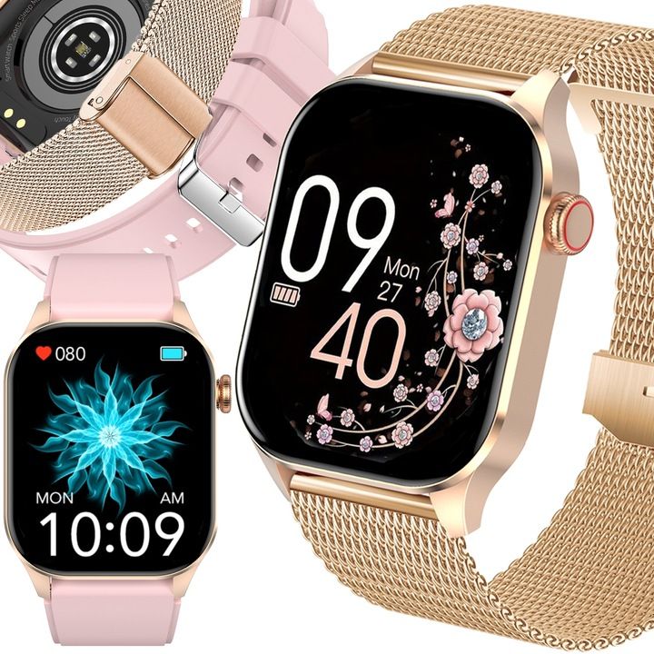 Smartwatch Damski Zegarek Pomiar Glukozy Ciśnienie Menu Pl Rozmowy 2 P