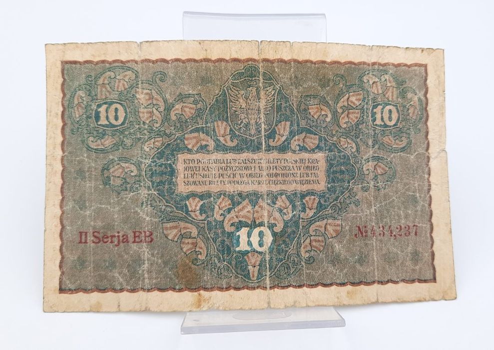 Stary Banknot kolekcjonerski 10 marek Polskich 1919 Polska