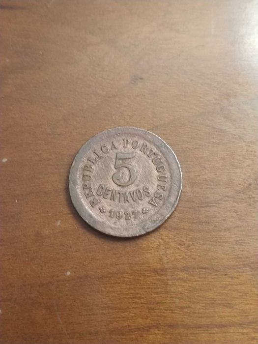 Moeda de 5 centavos de 1927 da República portuguesa