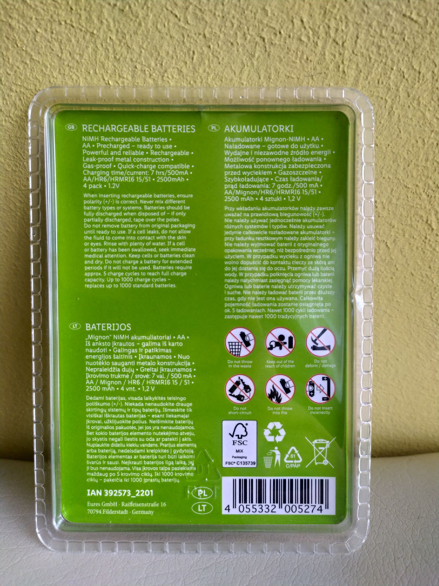 акумулятори NiMH TRONIC. Розмір – АА 2500mah