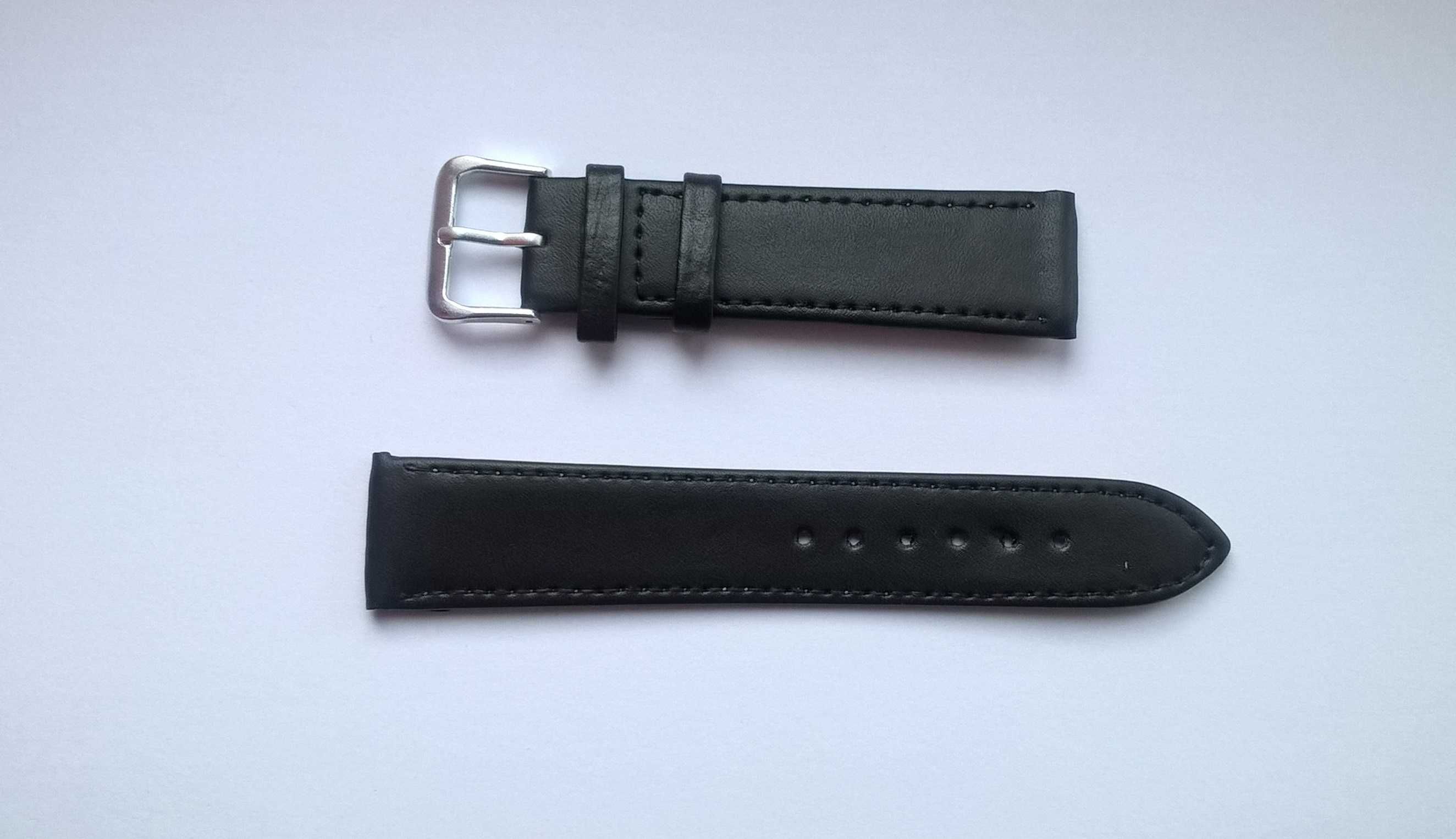 Czarny pasek do zegarka szerokość 20mm , skóra eko , nowy