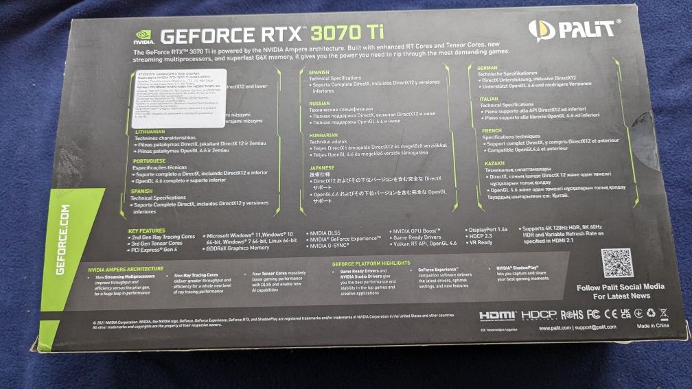 Geforce rtx 3070ti palit gamingPro 8gb