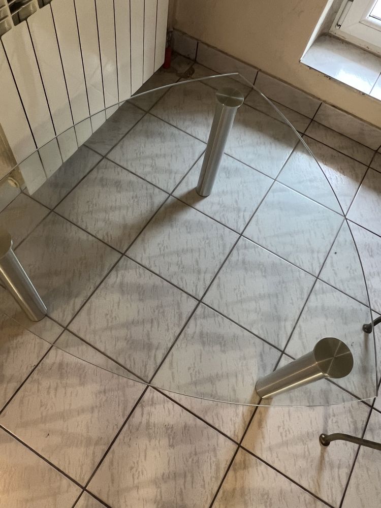 Szklany stolik kawowy srebrny szkło srebro IKEA