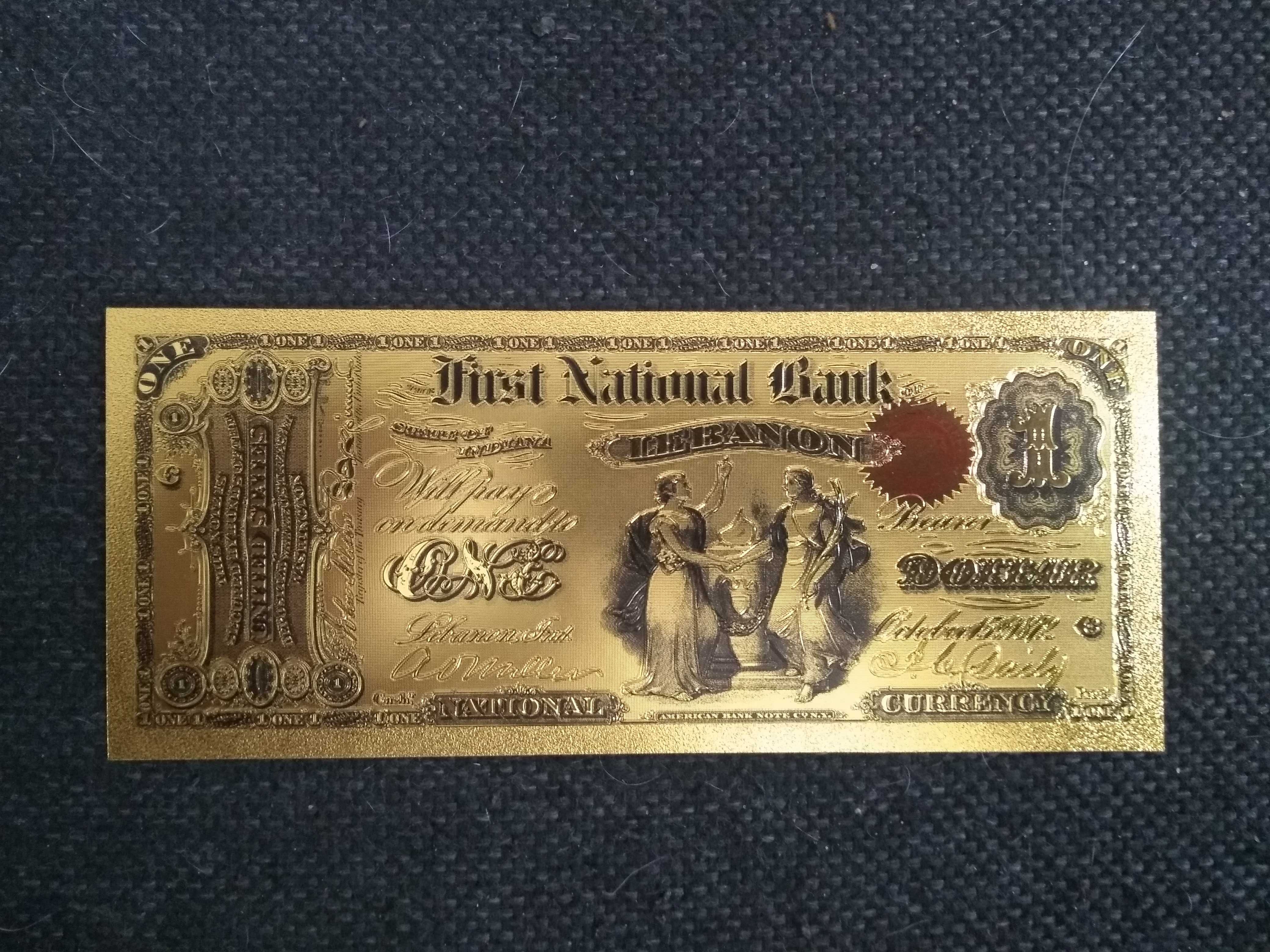 Banknot kolekcjonerski pozłacany - 1 stary dolar