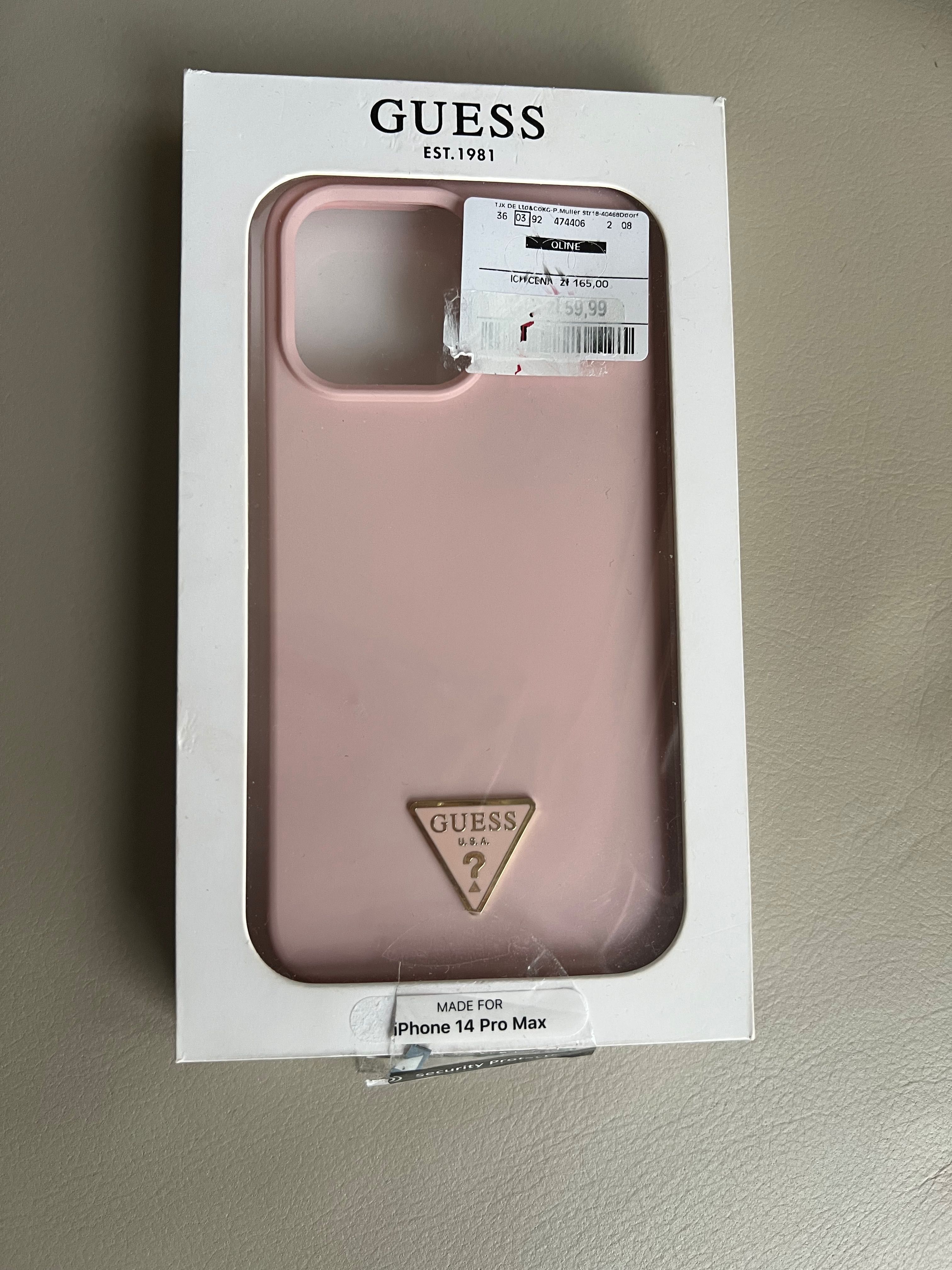 Etui case iphone 14 pro max nowe Guess pudrowy róż