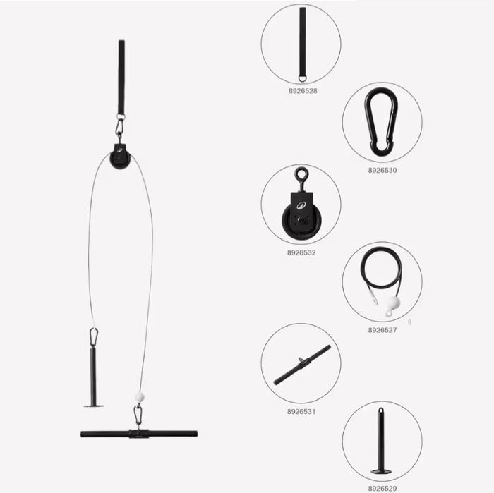 Polia de musculação com barra e suporte