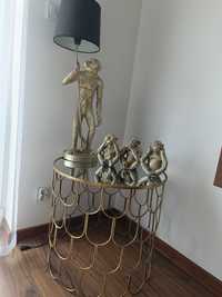Stolik złoty szklany z lampką