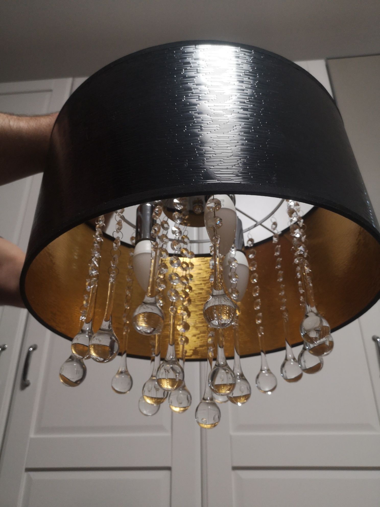 Lampa glamour czerń złoto 40cm ITALUX