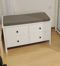 Nowa ławka biała do przedpokoju z siedziskiem i szufladami